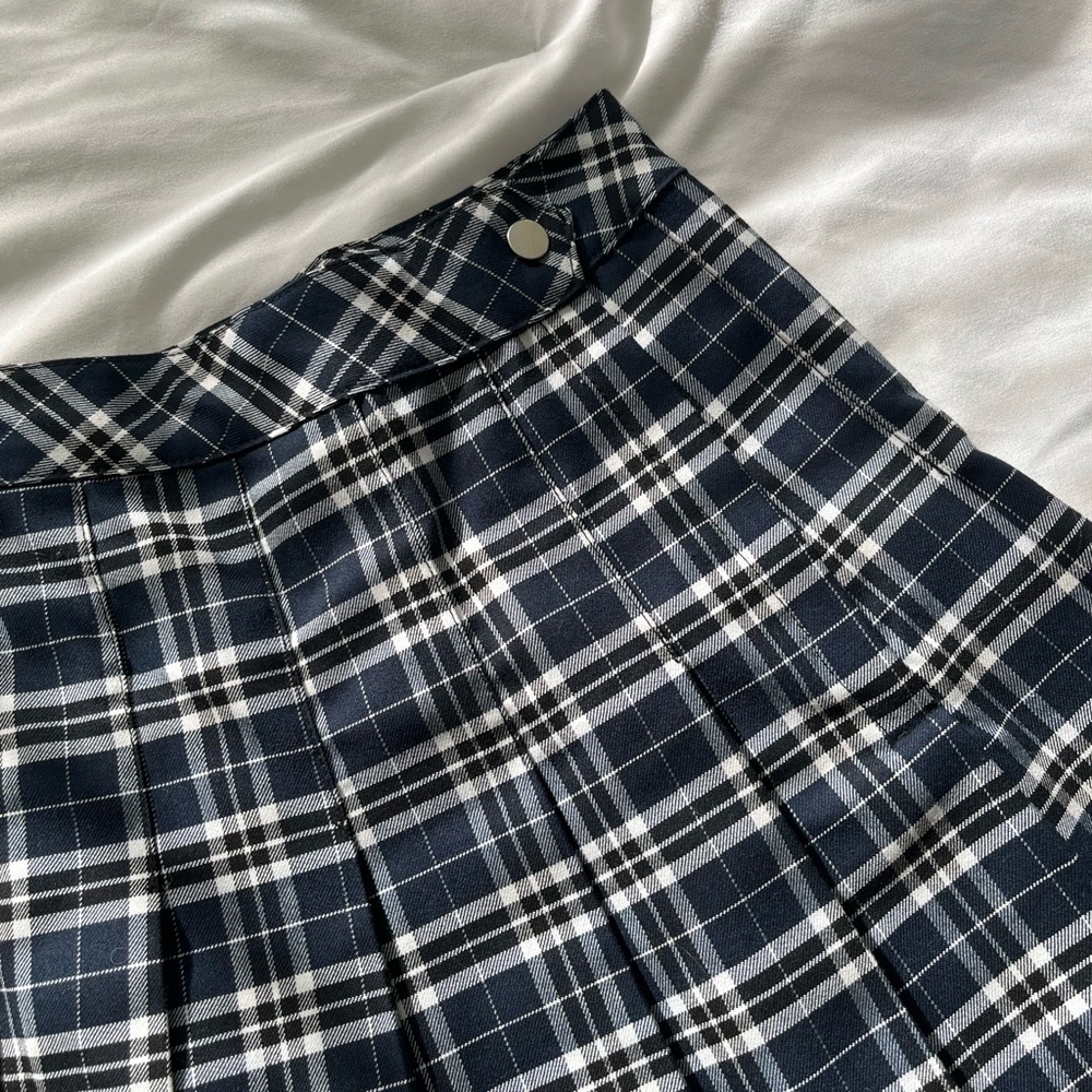 Blue plaid skirt
